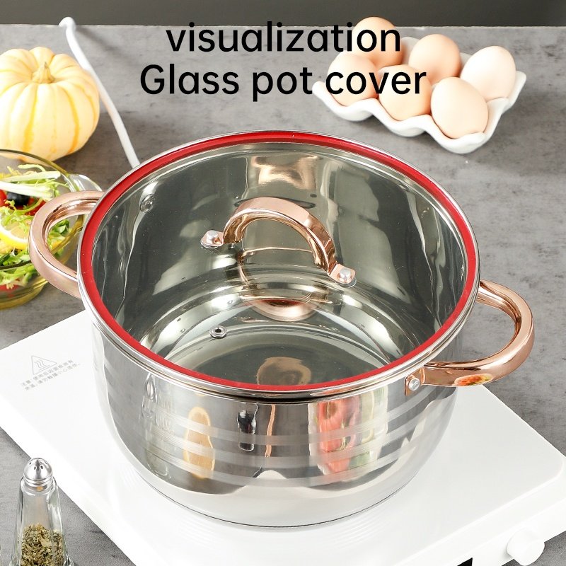 Wholesale 6Pcs Cooking Pot Set Stainless Steel Modern Soup Stock Pots Large Capacity Cookware Set