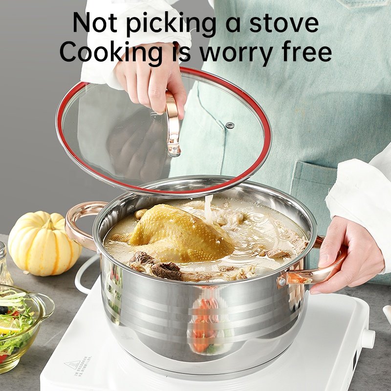 Wholesale 6Pcs Cooking Pot Set Stainless Steel Modern Soup Stock Pots Large Capacity Cookware Set