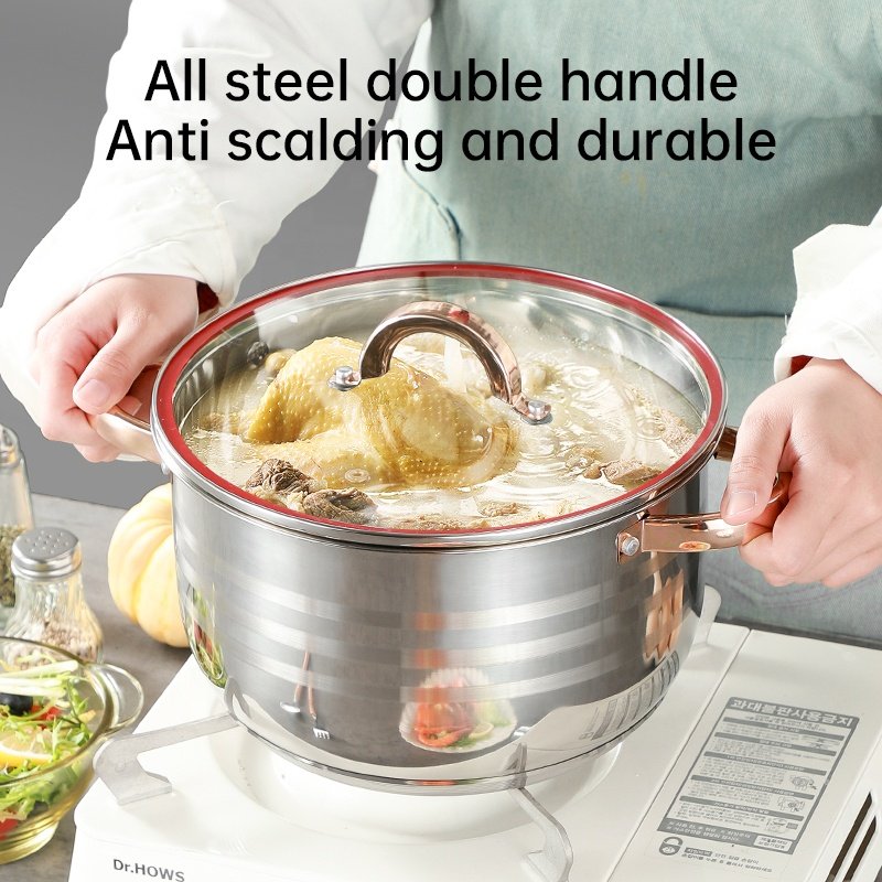 Wholesale 6Pcs Cooking Pot Set Stainless Steel Modern Soup Stock Pots Large Capacity Cookware Set