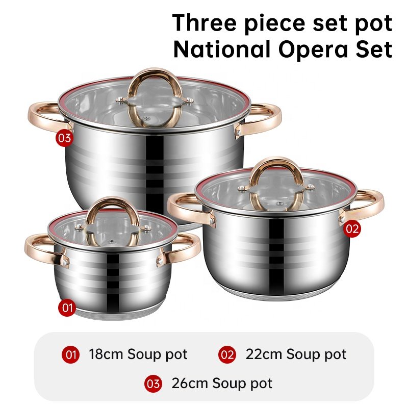 Wholesale 6Pcs Cooking Pot Set Stainless Steel Modern Soup Stock Pots Large Capacity Cookware Set