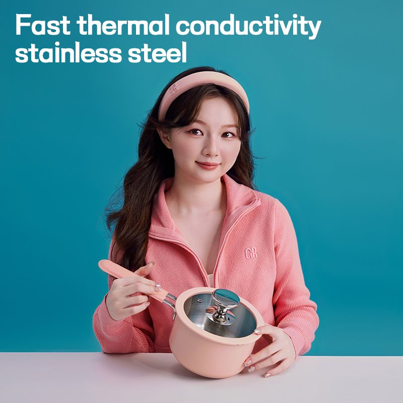 Purecook Fashion Colored Healthy Household Kitchen Induction&Gas Cooking Pot Ceramic Coating Stainless Steel Cookwares Sets
