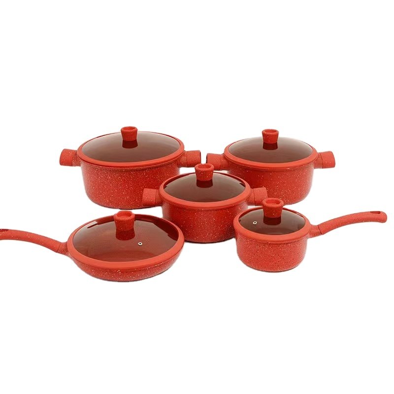 10pcs Aluminum Granite Non stick enamel cooking pots casserole set kitchen cast iron cookware set on promotion