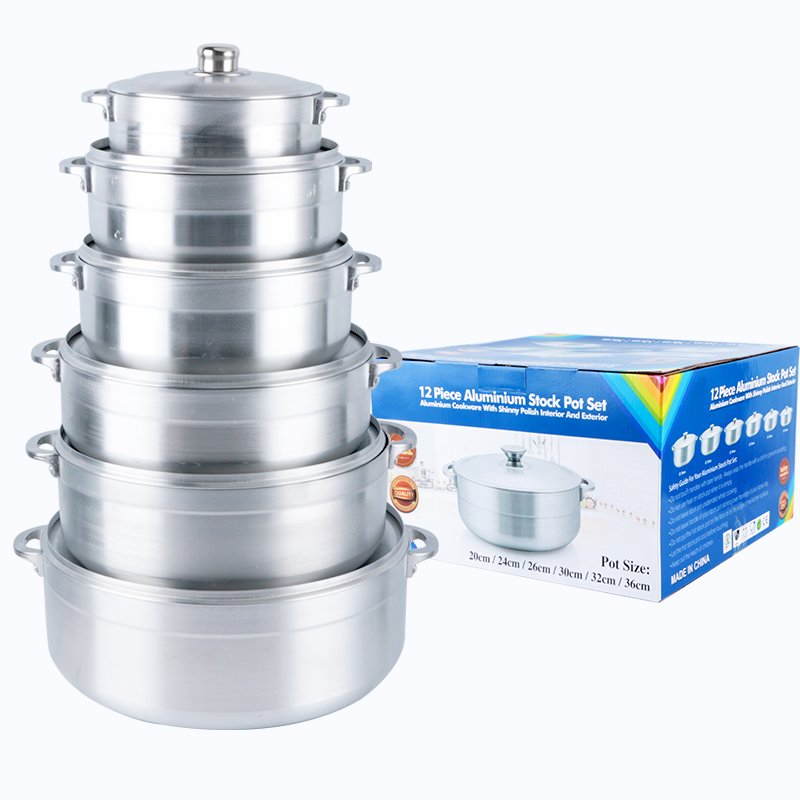 19/24/26/30/33/36cm Hot Selling Aluminum Cookware Pot Set 6 Pots In One Set Heavy Cookware Pot Set