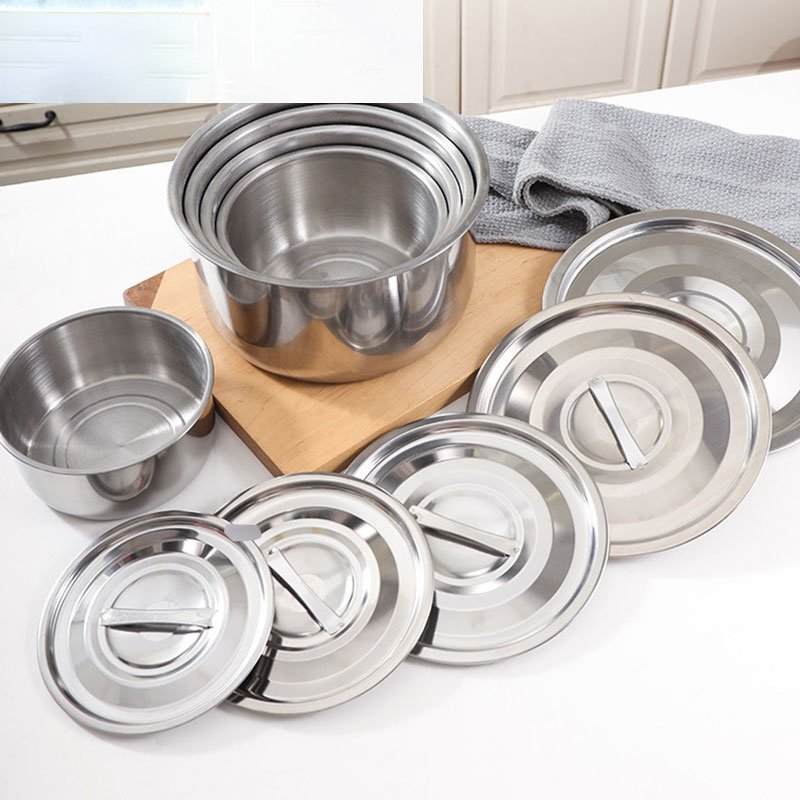 5pcs Stainless Steel Kitchen Utensilscheap Pots Cooking Cookware Food Container Soup Pot With Steel Lid
