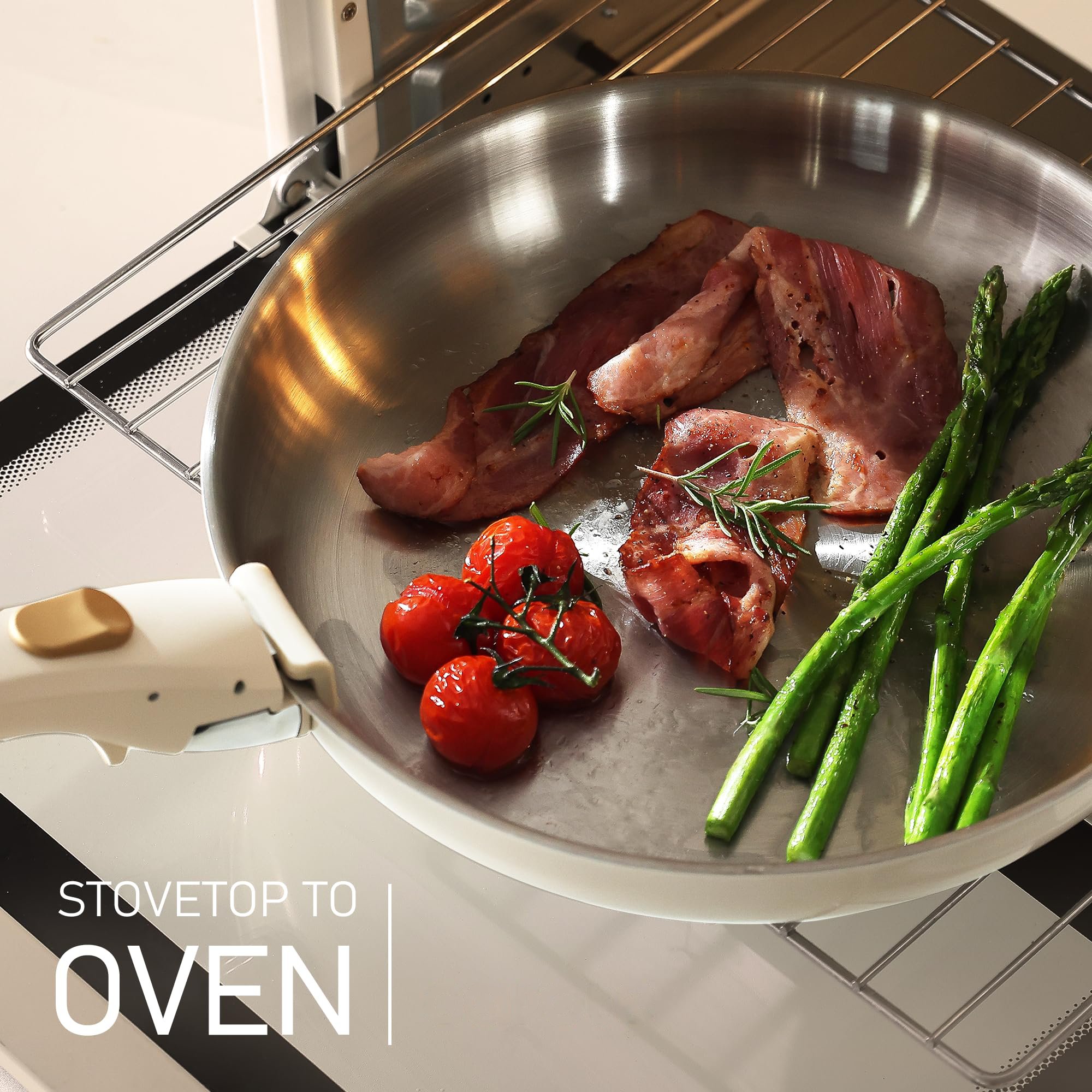 12pcs Pots and Pans Set Stainless Steel Cookware Set Detachable Handle Induction Kitchen Cookware Sets with Removable Handle