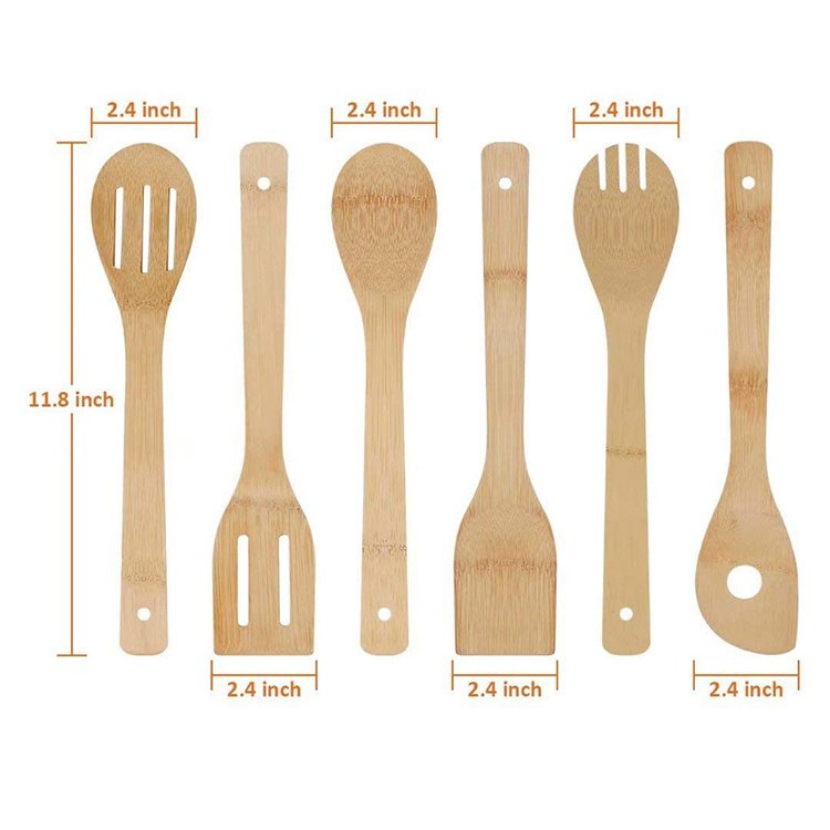 New product ideas 2022 cooking spoon 6pcs utensils set kitchen bamboo wooden nonstick cookware sets