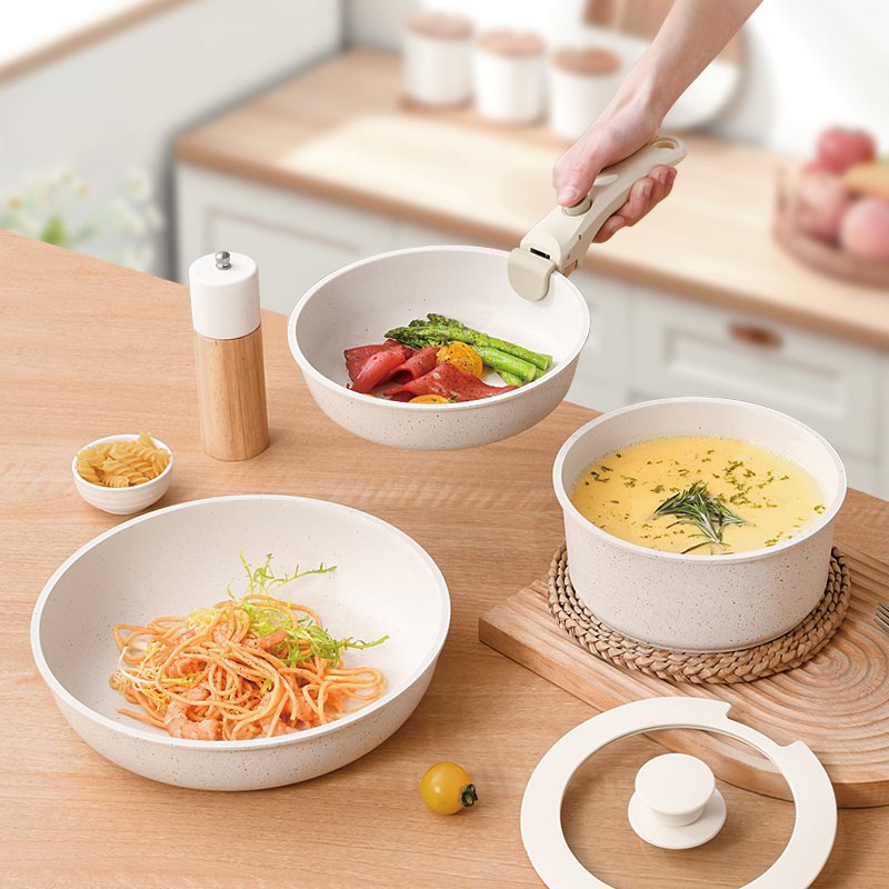 High Quality 11 pcs Kitchen Cooking Detachable Non-stick Pot And Pan Cookware Sets with Removable Handle