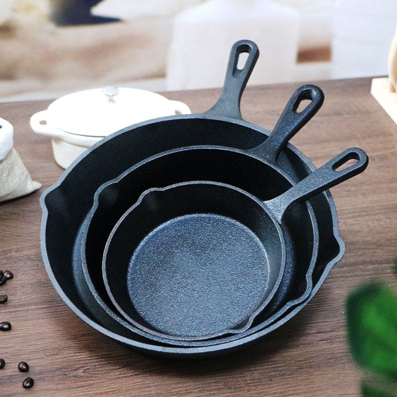 New Arrival Pre Seasoned Cookware Sets cast iron skillet egg frying pan set for induction cookers