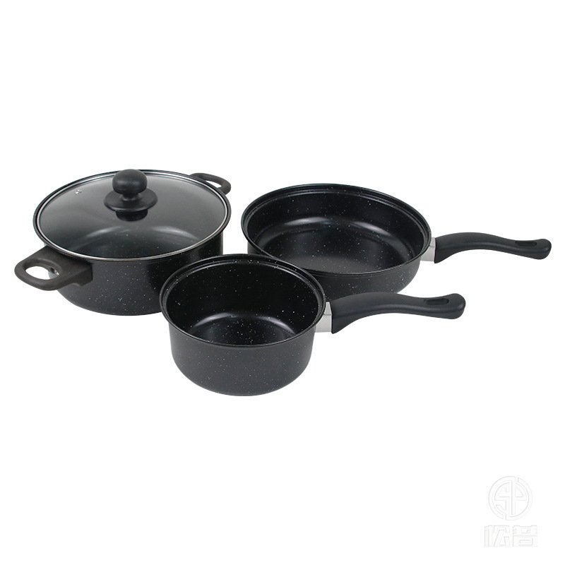 3-Pcs Set Cookware Pot & Pan Set Dazzling Colorful Iron Non-Stick Cookware Gift Sets Kitchen Cookware Pots & Pans Set