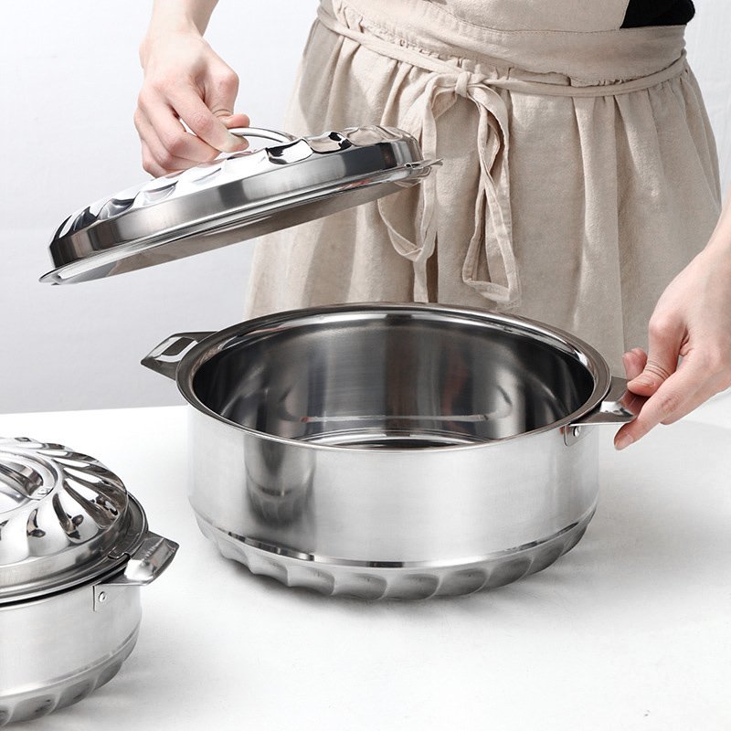 6 PCS Stainless Steel Kitchen Cookware Set Hot Pot Food Warmers Stock Pot Casserole Container Lids Stainless Steel Food Storage