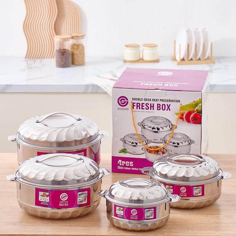 6 PCS Stainless Steel Kitchen Cookware Set Hot Pot Food Warmers Stock Pot Casserole Container Lids Stainless Steel Food Storage
