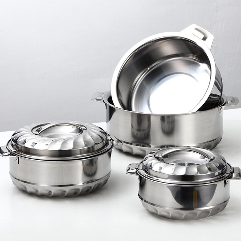 6 PCS Stainless Steel Kitchen Cookware Set Hot Pot Food Warmers Stock Pot Casserole Container Lids Stainless Steel Food Storage