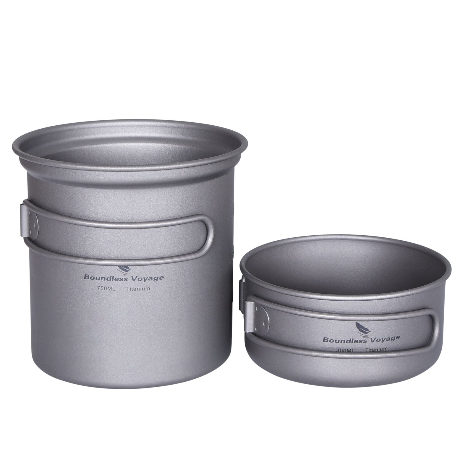 Boundless Voyage Ultralight 4pcs Lightweight Titanium pan and pot set Titanium Cook Pot and Dish Pure Titanium Cookware Sets