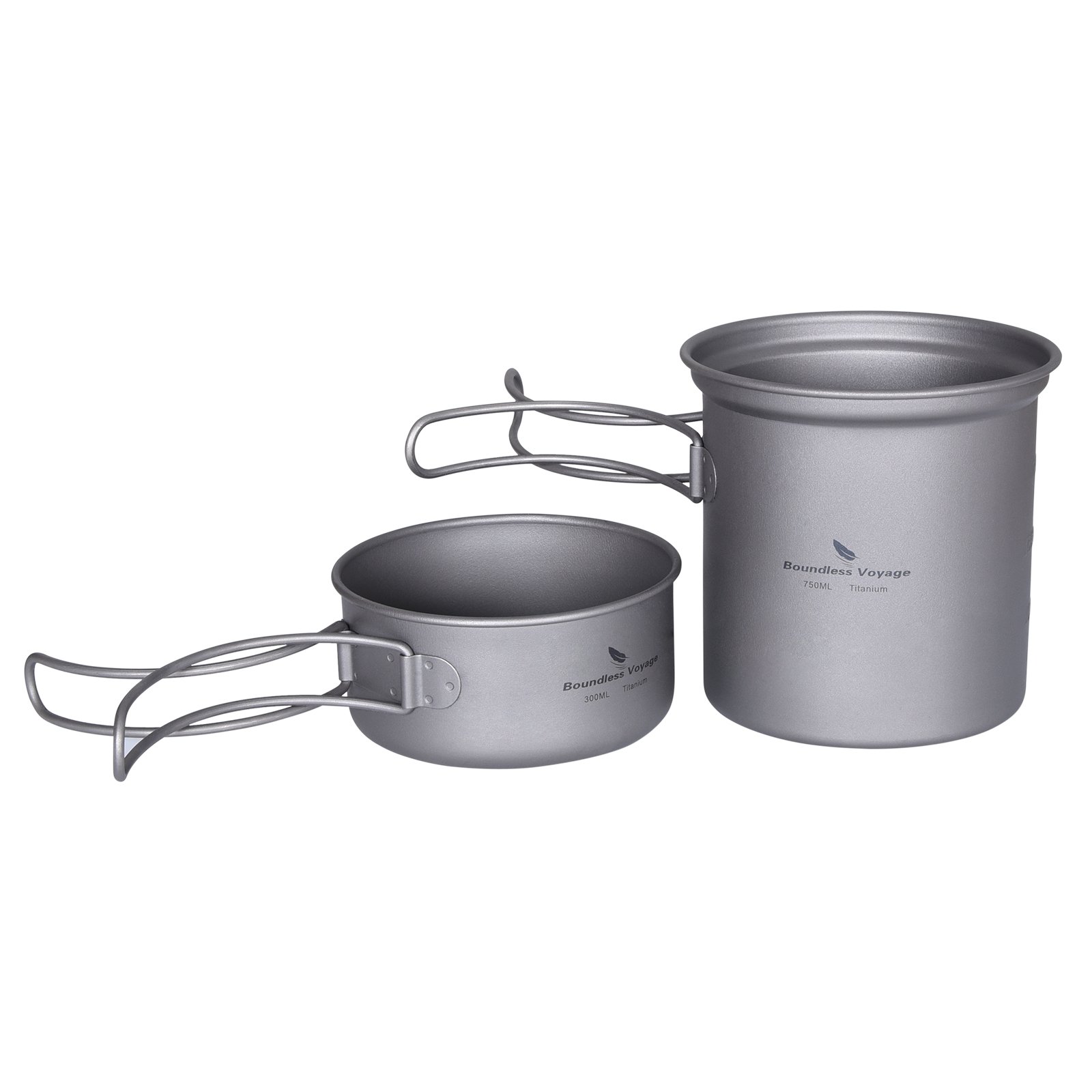 Boundless Voyage Ultralight 4pcs Lightweight Titanium pan and pot set Titanium Cook Pot and Dish Pure Titanium Cookware Sets