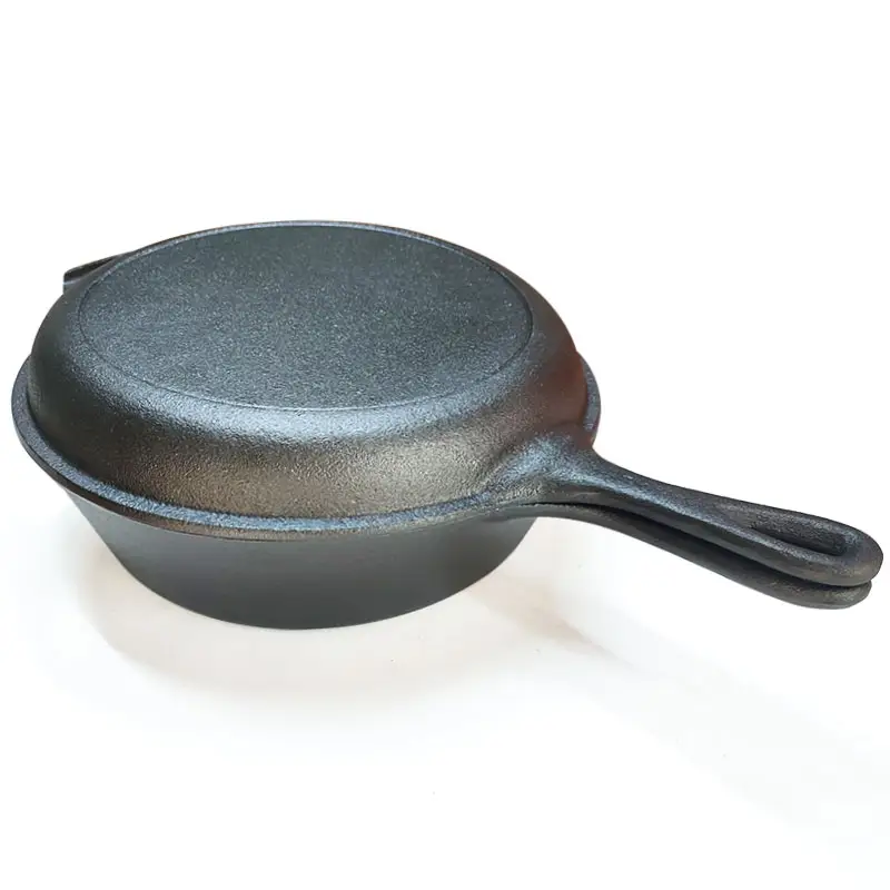 2 in 1 Pre-Seasoned Dutch Oven Cast Iron Skillet Pan Set Cast Iron Dutch Oven Pot with Skillet Lid Cookware Set