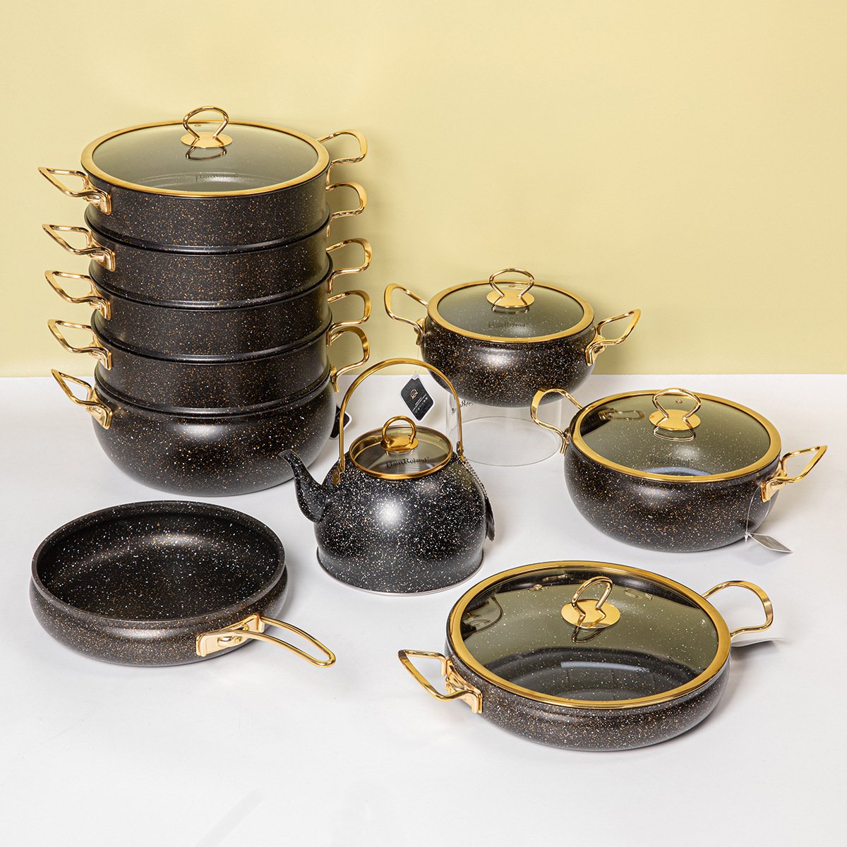 home kitchen cast iron 1-7pcs die cast big full aluminum pots set cooking nonstick non stick cookware sets