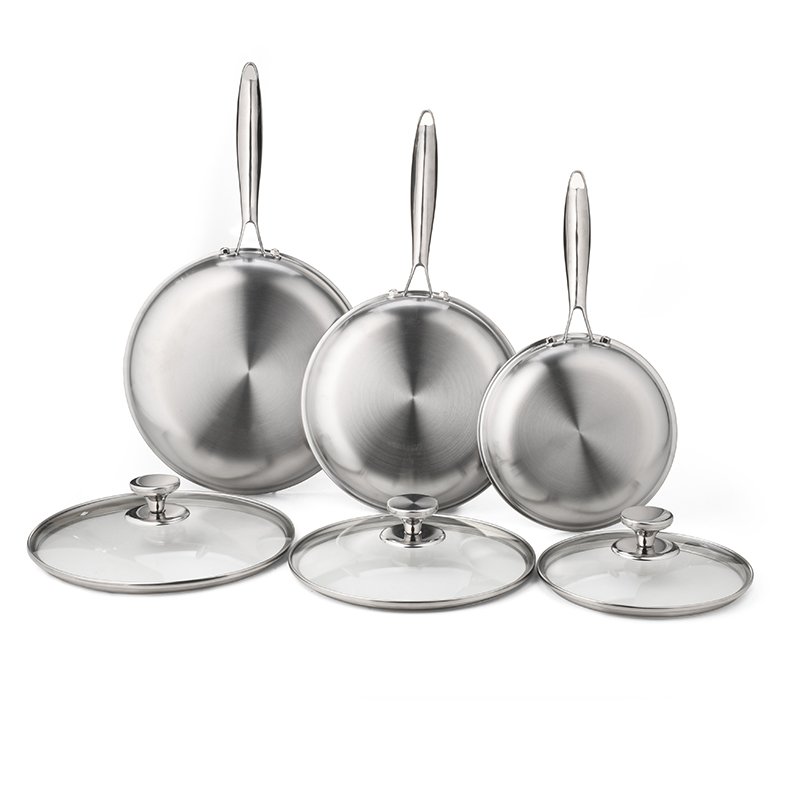 3 pc HexClad Hybrid Cookware Set w/ Lids Stainless Steel Wok Kitchenware 3-ply Stainless Steel Honeycomb Non Stick Cookware Set