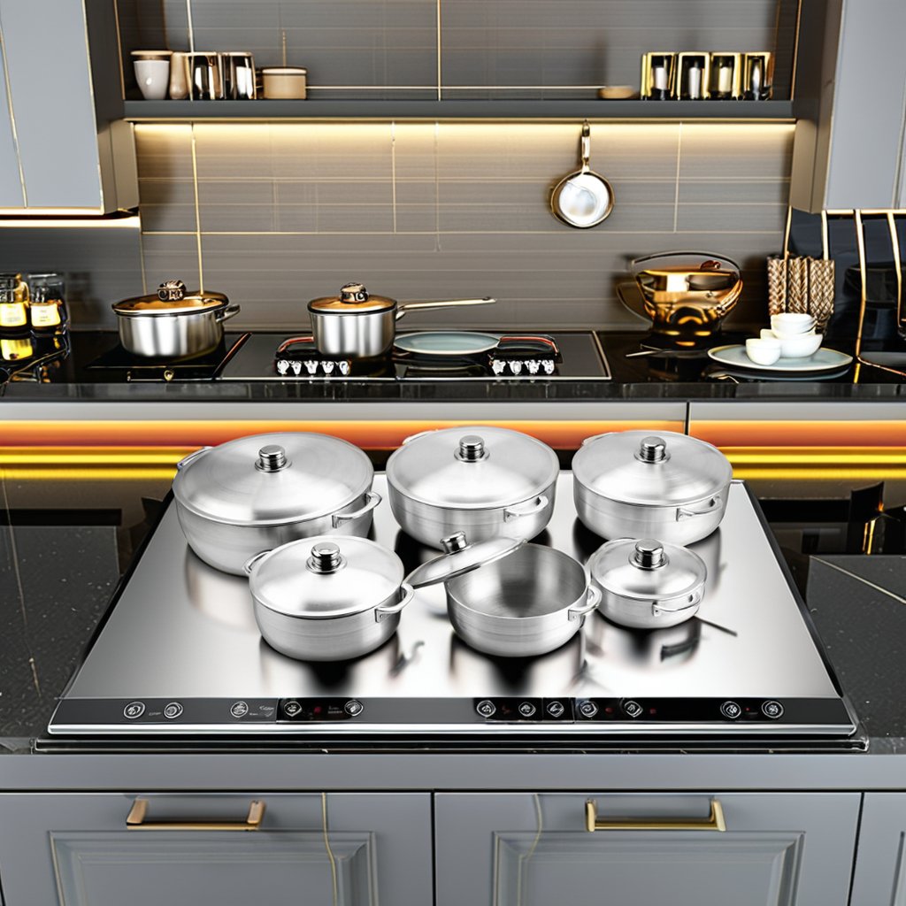 American Style Cast Aluminium Caldero Kitchen Cookware Eco-Friendly Induction Casserole Set for Home Cooking Glass Bottomed Pots