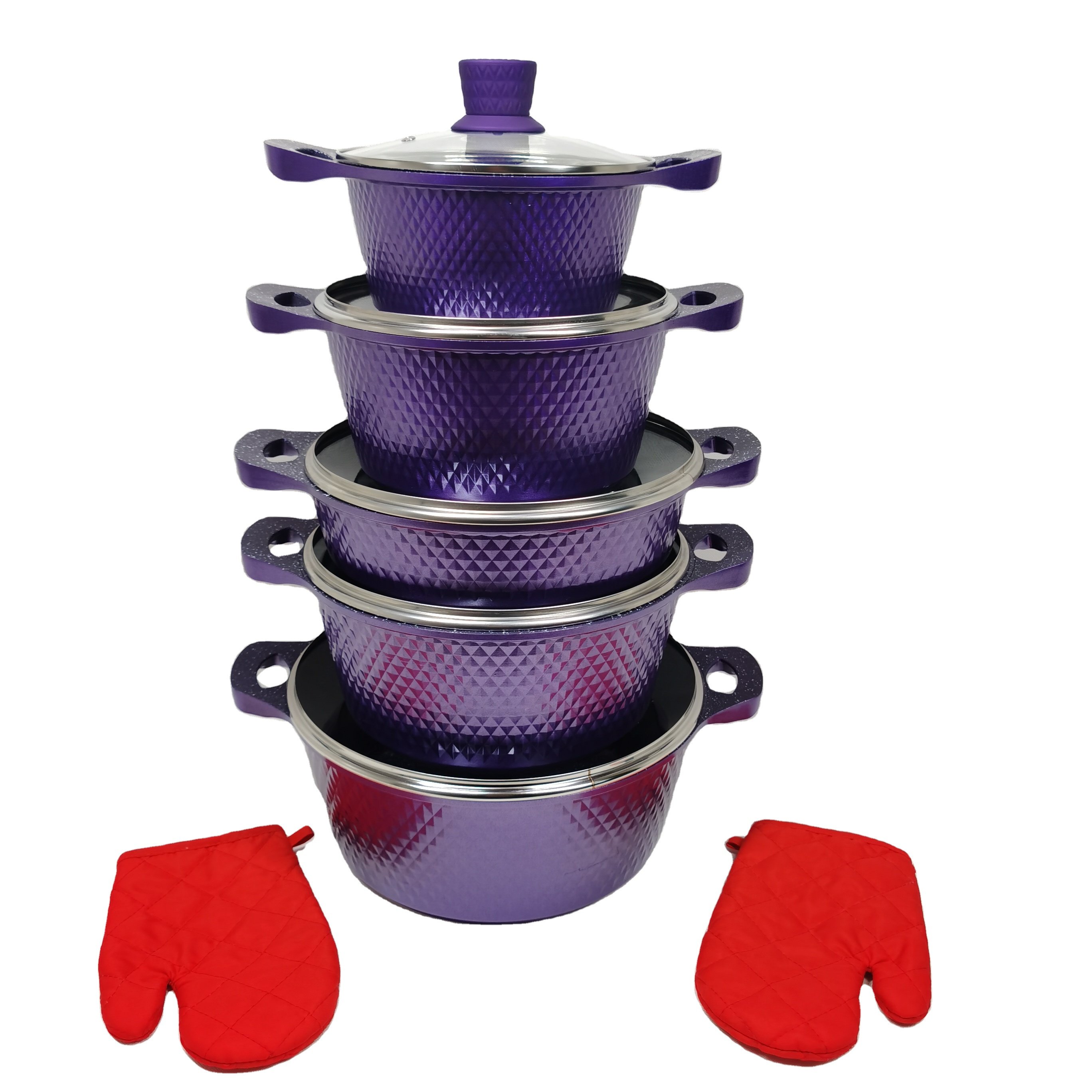 High quality cookware set non-stick cookware set soup pot set with lid to be heated evenly kitchen cookware made in China