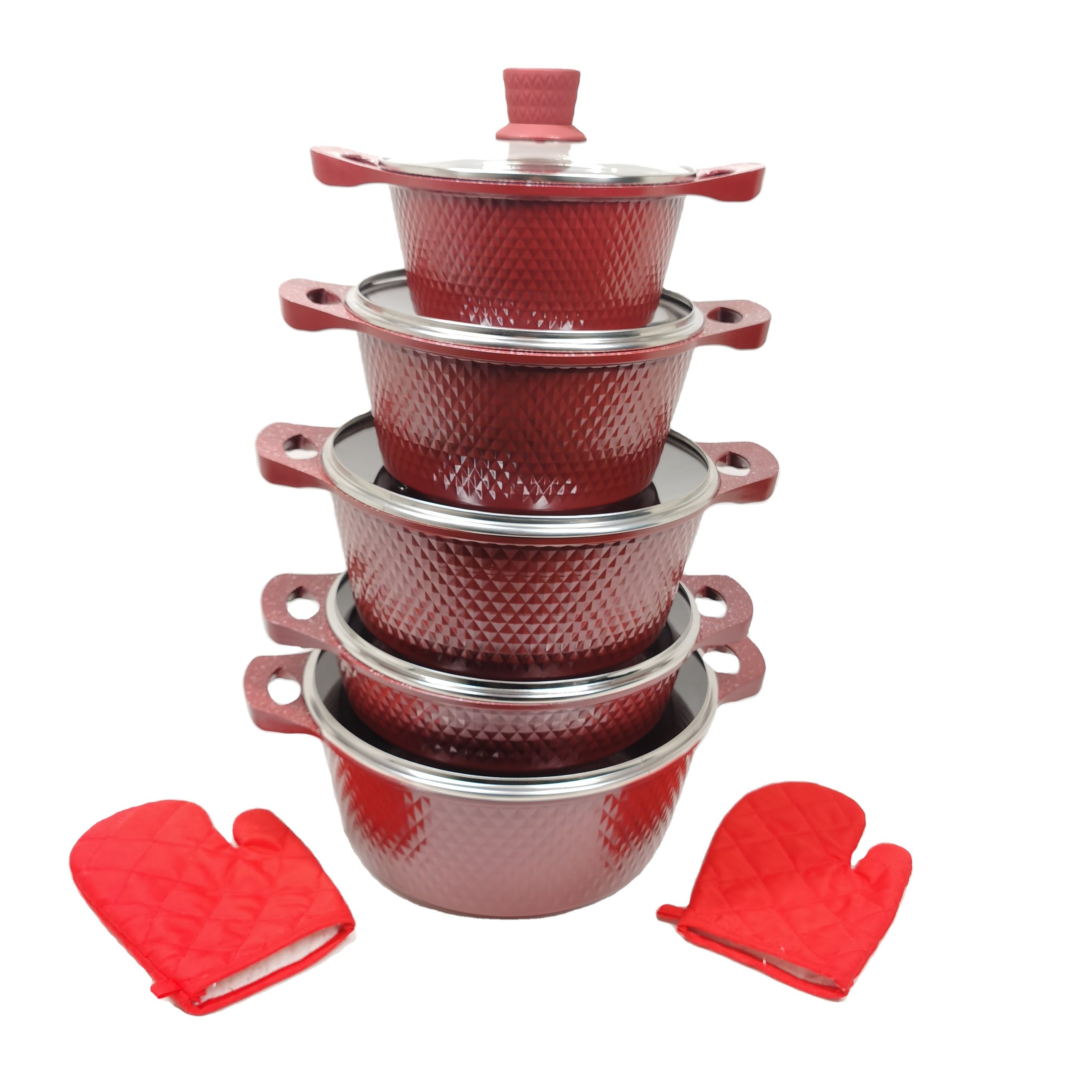 High quality cookware set non-stick cookware set soup pot set with lid to be heated evenly kitchen cookware made in China
