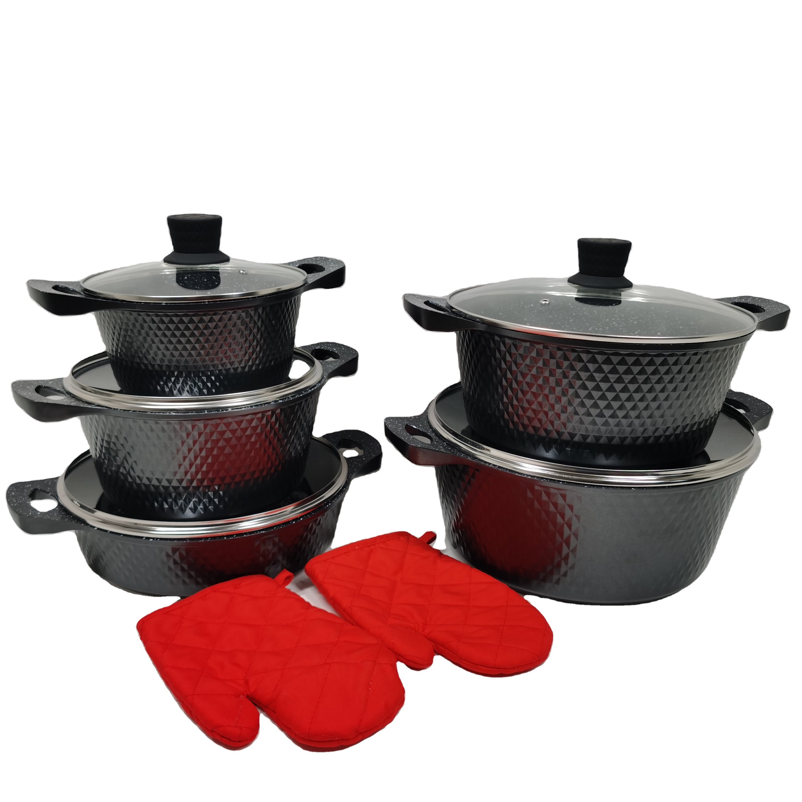 High quality cookware set non-stick cookware set soup pot set with lid to be heated evenly kitchen cookware made in China