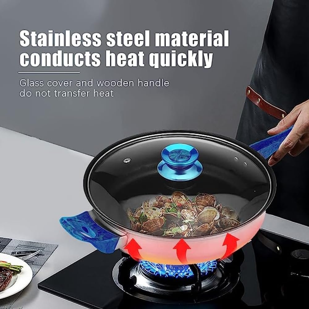 6 Pcs Pots and Pans Set Dishwasher Safe Stainless Steel Kitchen Cookware Set Milk Pot Saucepan Stockpot Frying Pan Kettle