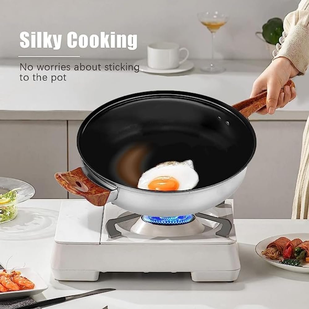 6 Pcs Pots and Pans Set Dishwasher Safe Stainless Steel Kitchen Cookware Set Milk Pot Saucepan Stockpot Frying Pan Kettle