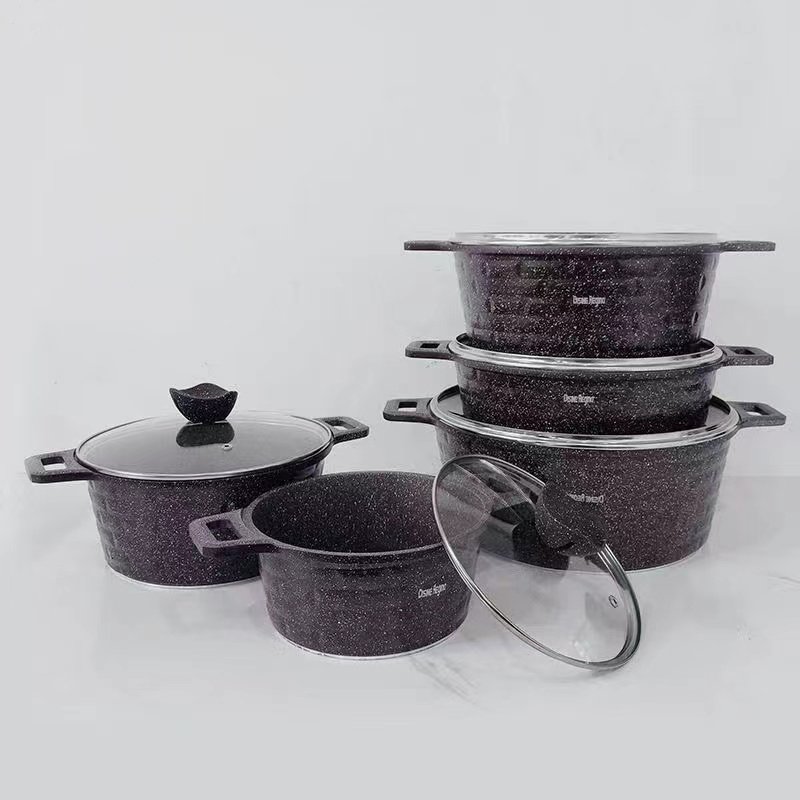 Cooking Casseroles 10 pieces Non-Stick Cookware Granite New Arrival Home Use Aluminium Alloy Pot Set Cookware Set Cooking