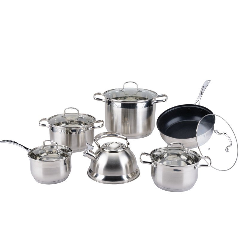 PELITA Saucepan Non Stick Stainless Steel Saucepan Non Stick Cooking Saucepan Set 12pcs Stainless Steel Cookware Sets