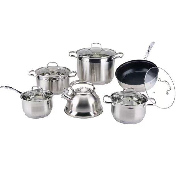 PELITA Saucepan Non Stick Stainless Steel Saucepan Non Stick Cooking Saucepan Set 12pcs Stainless Steel Cookware Sets