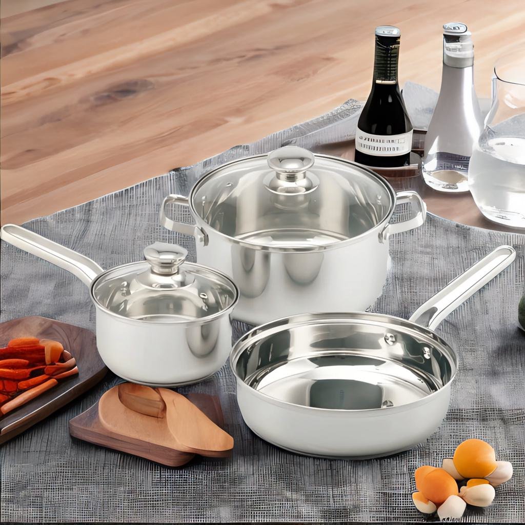 Wholesale Aluminum 5 Piece Cookware Set with Lids Stainless Steel Wok Honeycomb Pans 3 Ply Stainless Steel