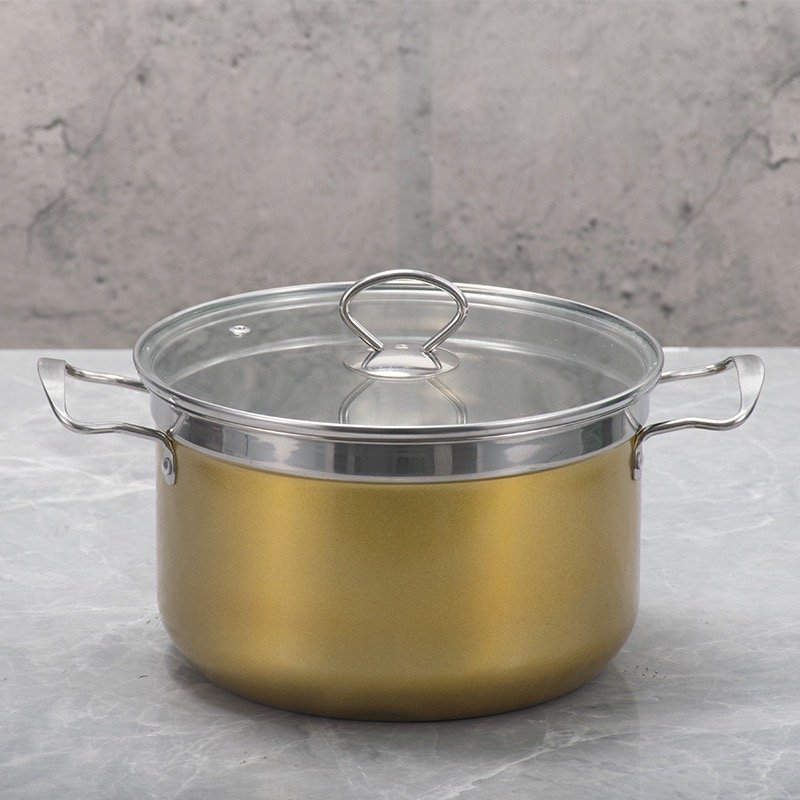 10-piece high quality stainless steel cookware set with colored/silver Korean parallel glass lid