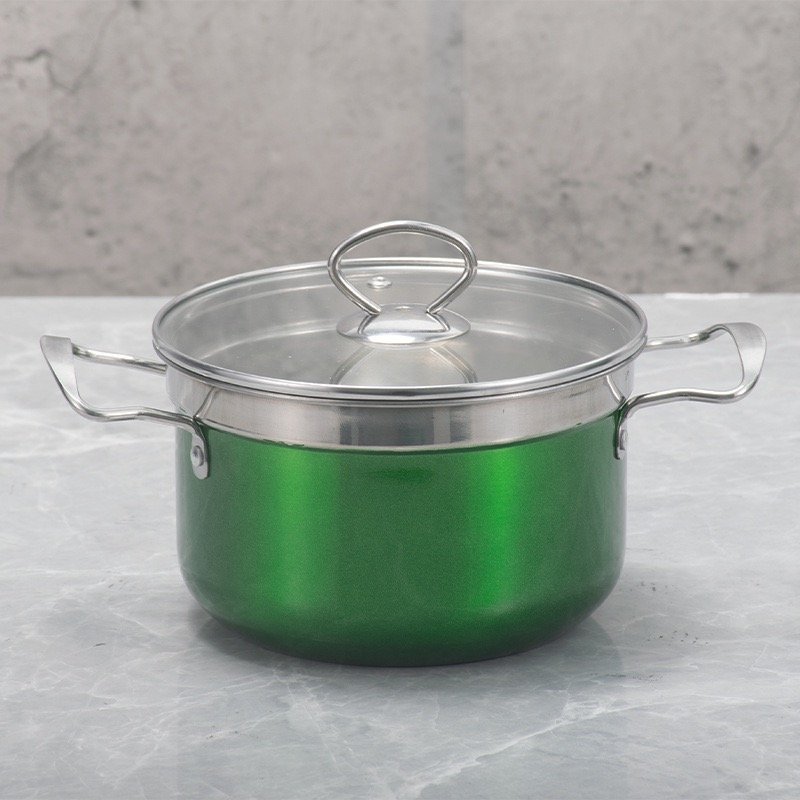 10-piece high quality stainless steel cookware set with colored/silver Korean parallel glass lid