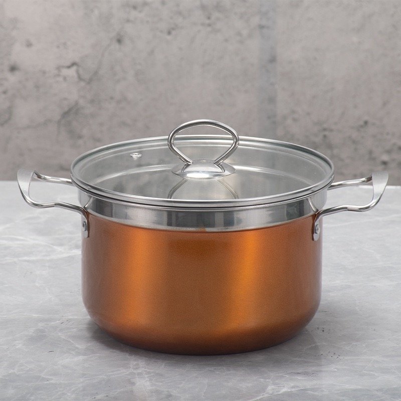 10-piece high quality stainless steel cookware set with colored/silver Korean parallel glass lid