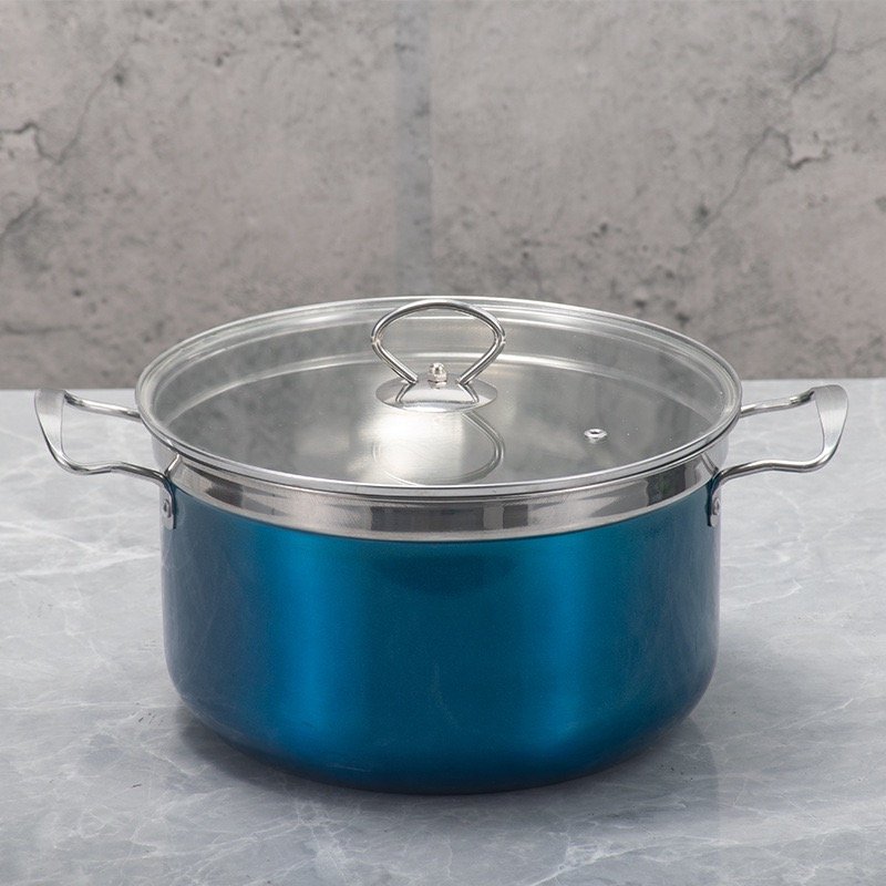 10-piece high quality stainless steel cookware set with colored/silver Korean parallel glass lid