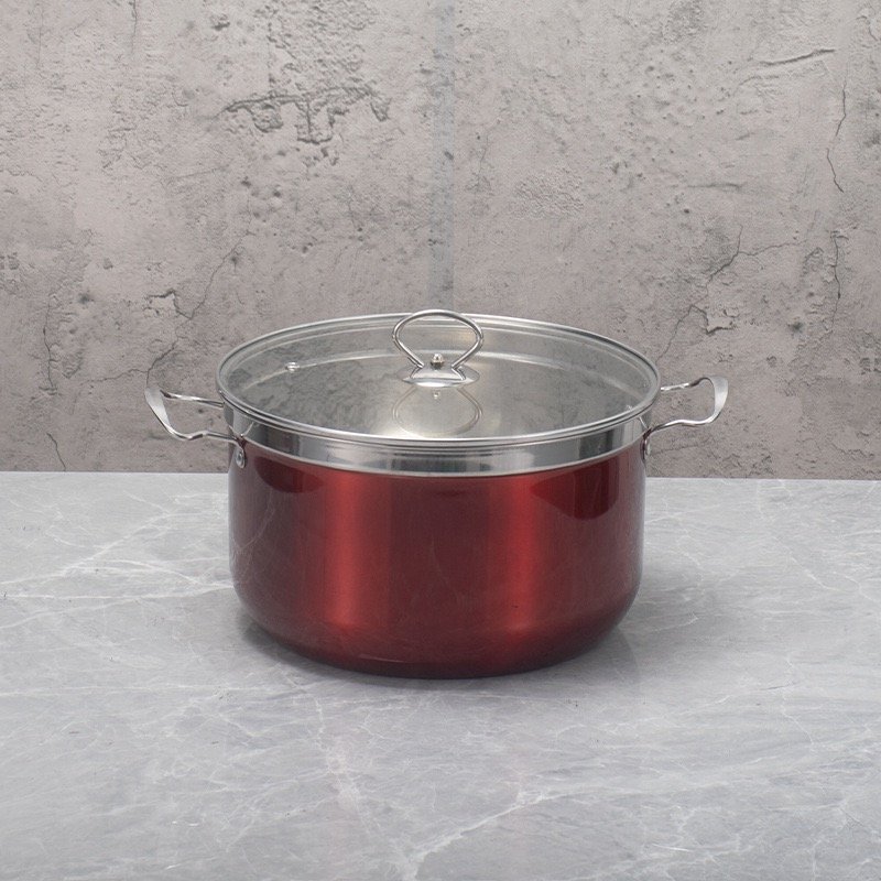 10-piece high quality stainless steel cookware set with colored/silver Korean parallel glass lid
