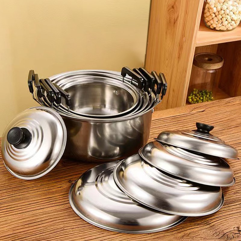 Wholesale 16-24CM 10-Piece Stainless Steel Pot and Steamer Soup Set Deep Juego De Ollas De Cocina Kitchen Cookware Set