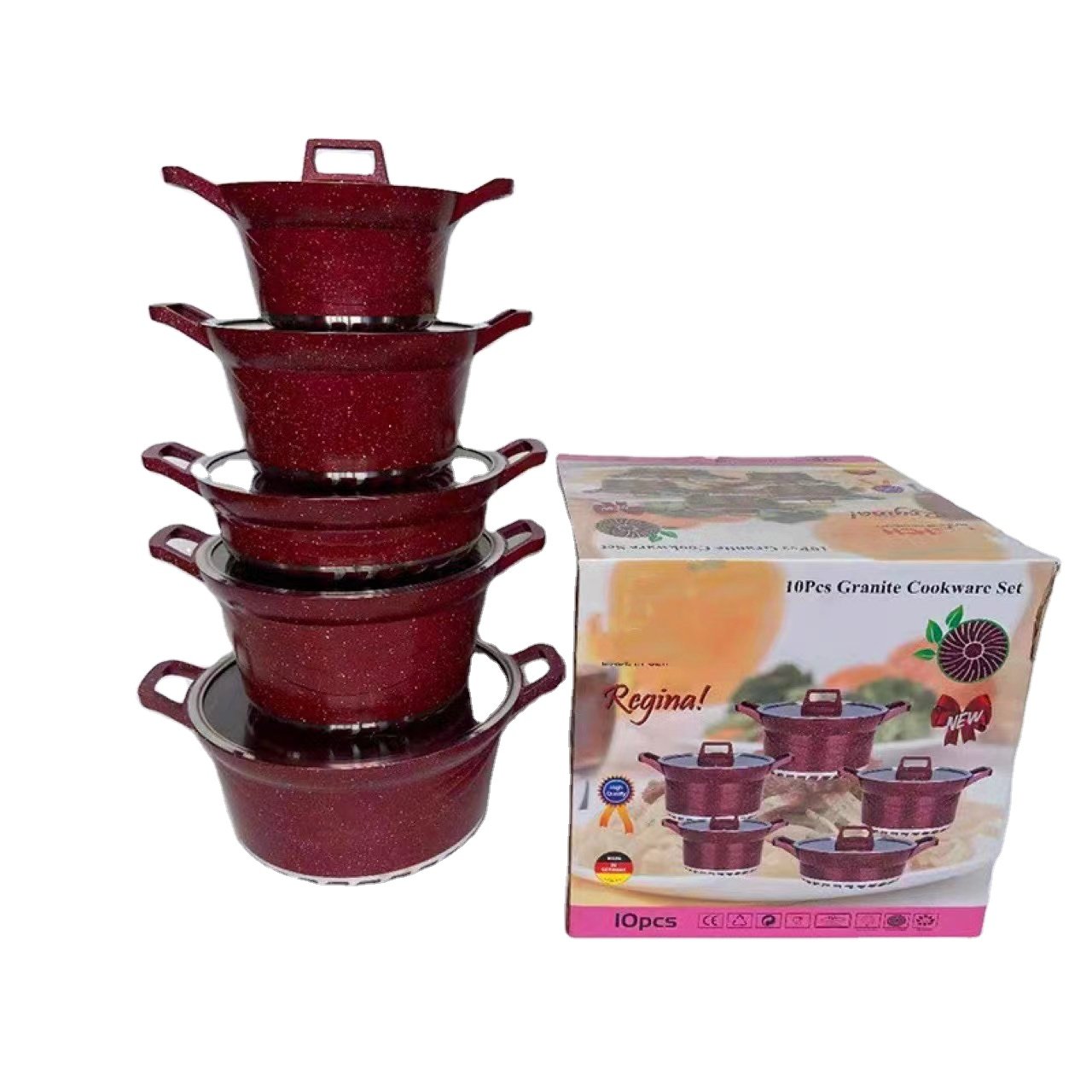 Factory Hot selling 10pcs non-stick deep pots and pans non-stick cookware set Glam kitchen cookware sets
