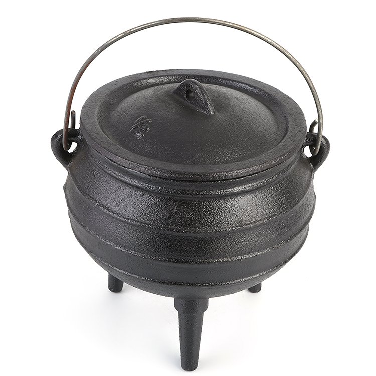 3 Legs Preseasoned Cast Iron South African Pot With Lid