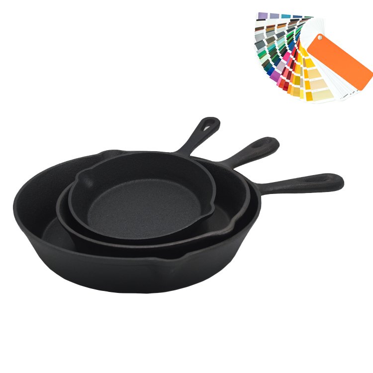 3 Piece Set High Quality Customized Pre Seasoned Cooking Egg Frying Pan Non-stick Cast Iron Skillet