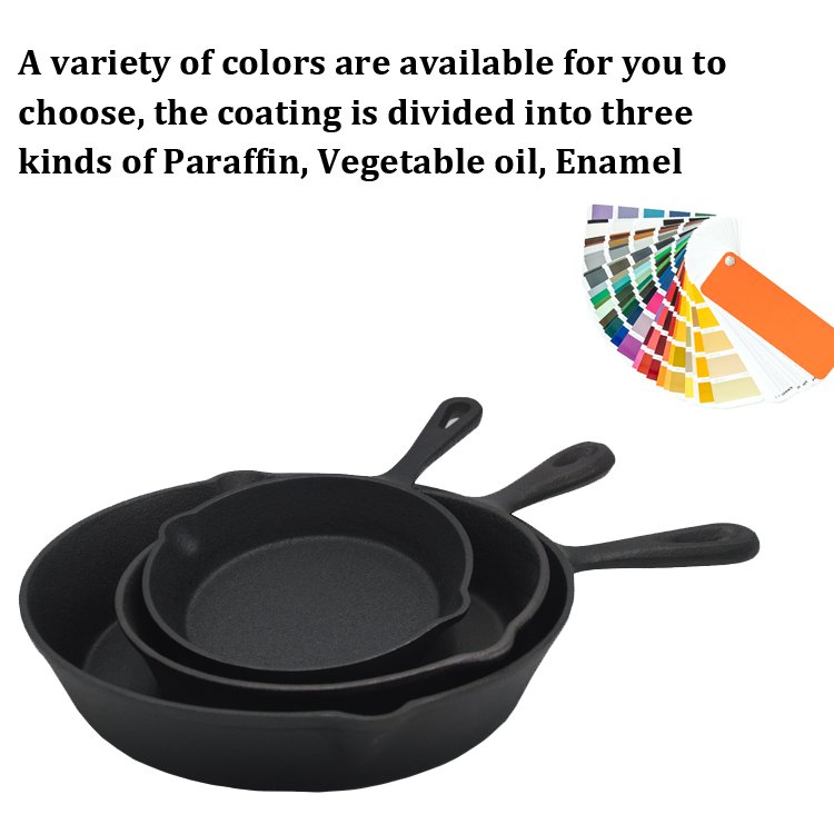 3 Piece Set High Quality Customized Pre Seasoned Cooking Egg Frying Pan Non-stick Cast Iron Skillet