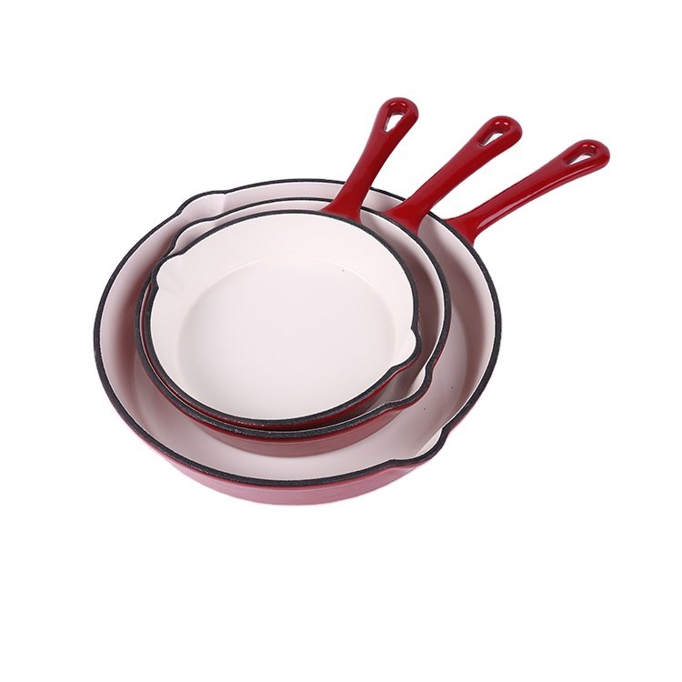 3 Piece Set High Quality Customized Pre Seasoned Cooking Egg Frying Pan Non-stick Cast Iron Skillet