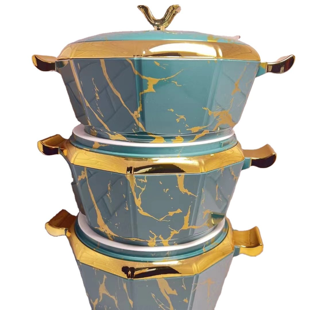 Cooking Casseroles round food warmer set for freshness preservation 2L+2.5L+3L Africa insulated hot pot casserole set