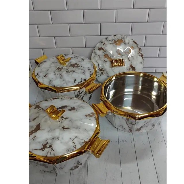 Cooking Casseroles round food warmer set for freshness preservation 2L+2.5L+3L Africa insulated hot pot casserole set