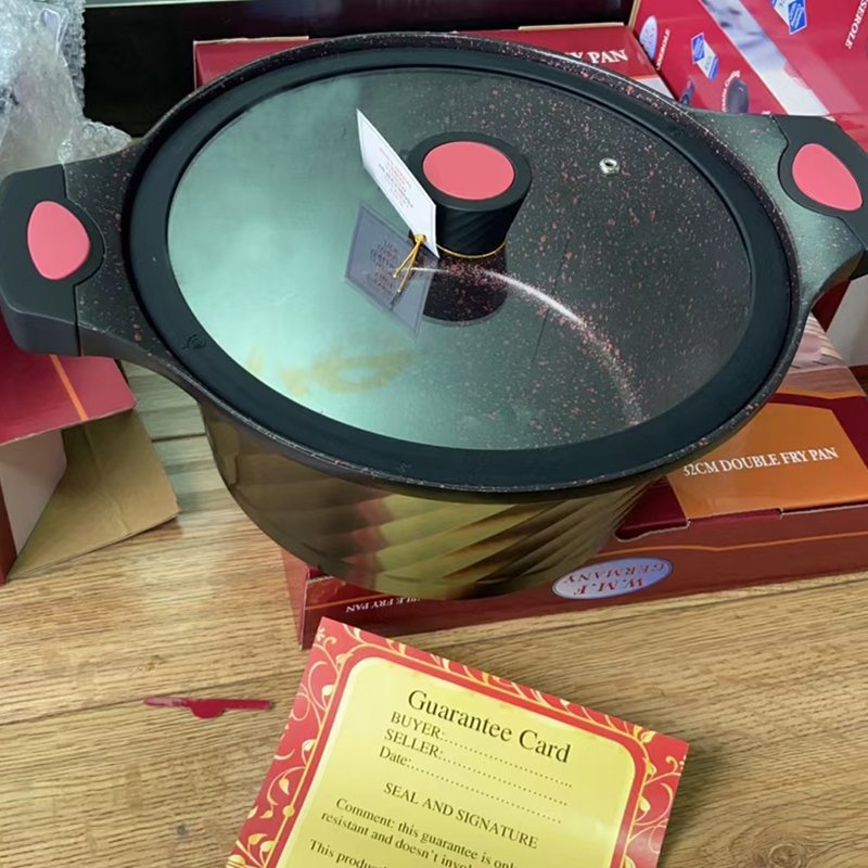 Kitchen Utensils Non Stick Cooking Pot 21PCS Granite Cookware Aluminum Casserole and Double Grill Pan Set