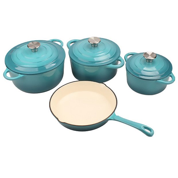 Custom non stick cookware set cast iron ceramic pot with lid enamel pots cookware sets