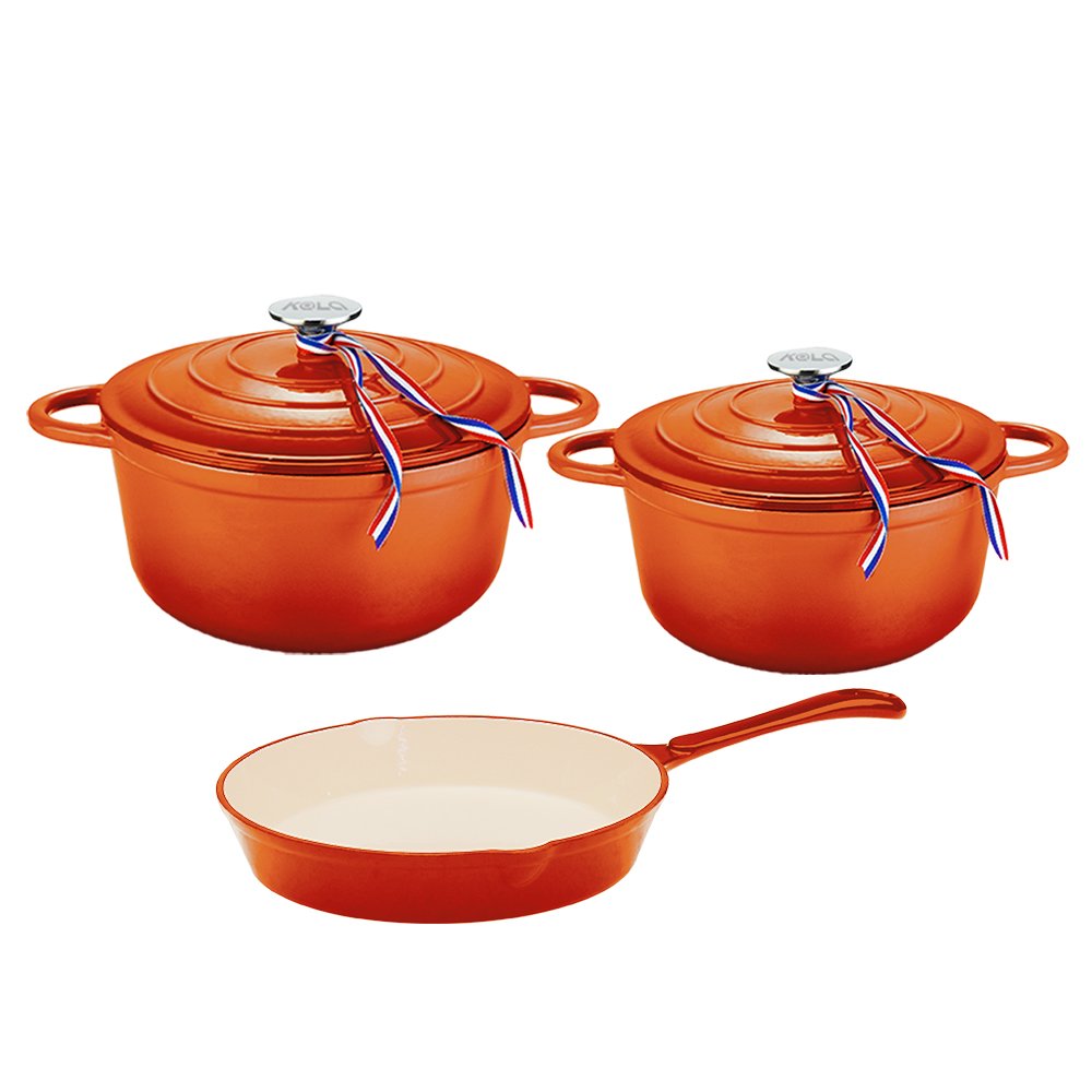 Custom non stick cookware set cast iron ceramic pot with lid enamel pots cookware sets