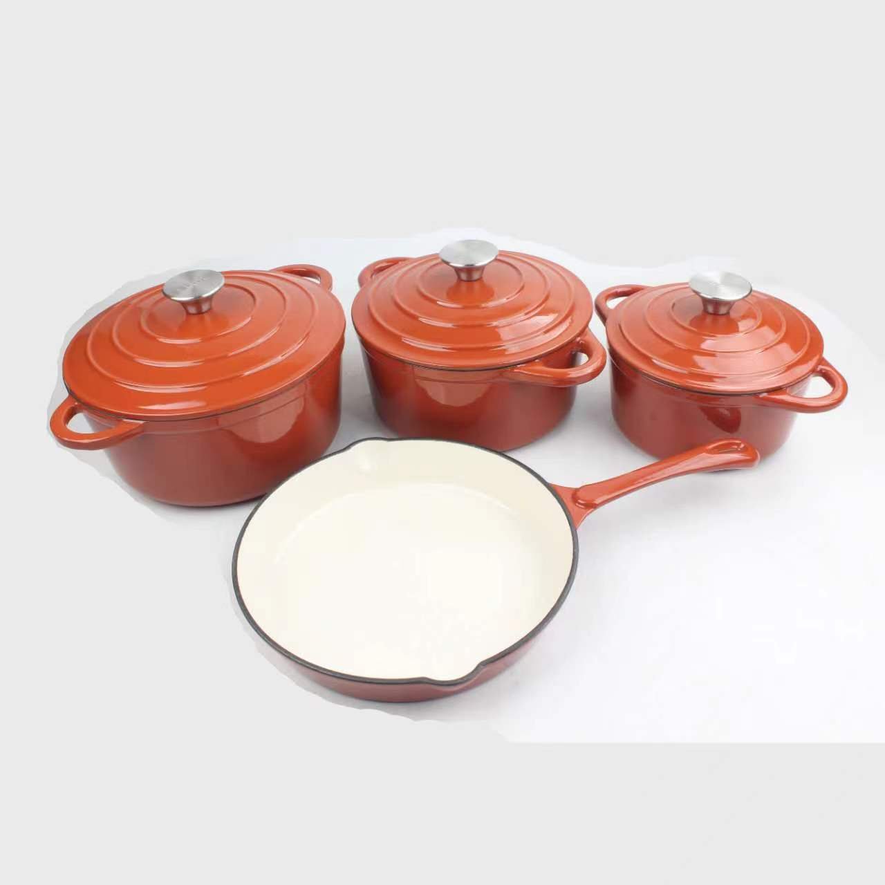 Custom non stick cookware set cast iron ceramic pot with lid enamel pots cookware sets