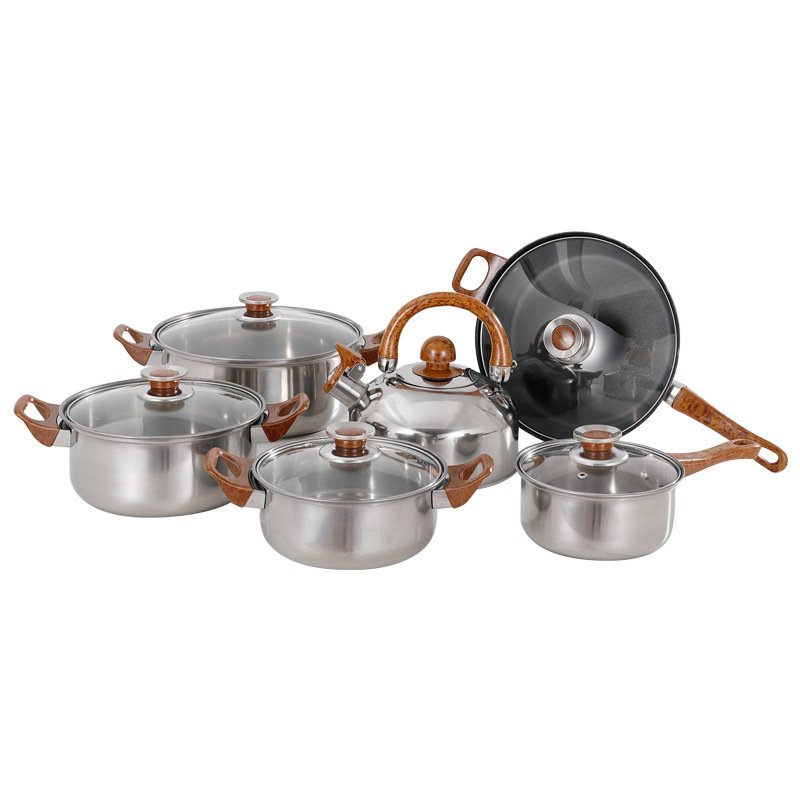 Hot Selling high quality cookware sets 12 piece stainless steel pots cooking pot set non stick pots and pans kitchen set