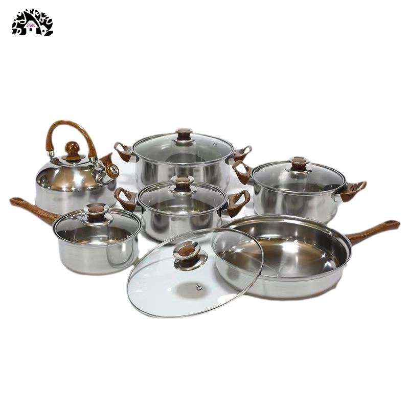 Hot Selling high quality cookware sets 12 piece stainless steel pots cooking pot set non stick pots and pans kitchen set